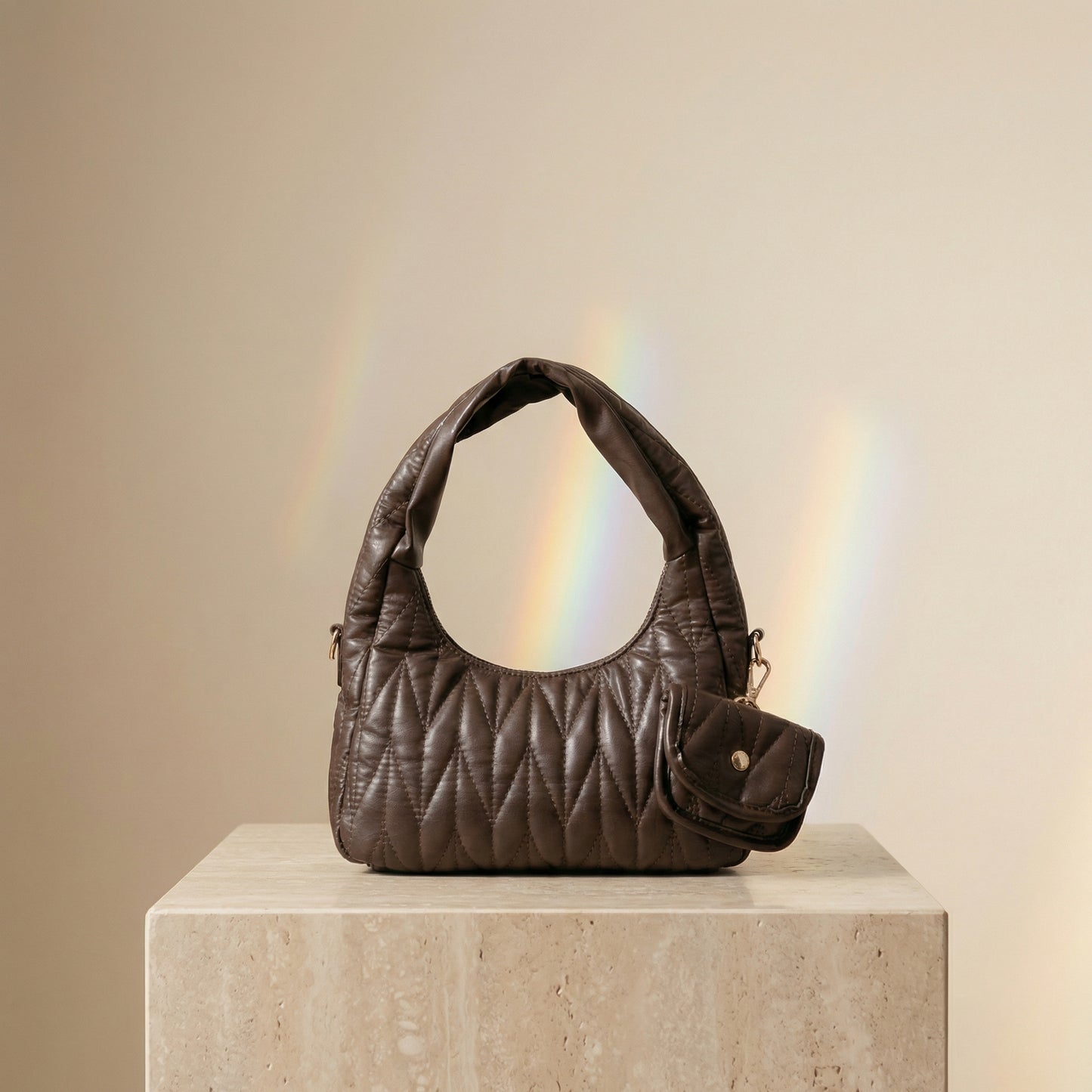 Model 04: THE PUFF (Quilted Mini Hobo - COCOA)