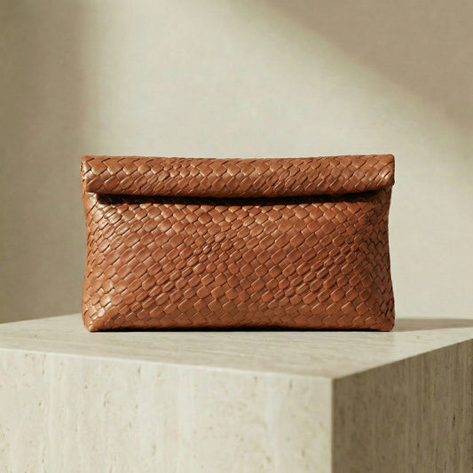 Model 02: THE FOLD (Foldover Clutch BROWN)