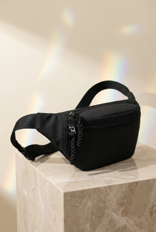 Model 06: THE STRIDE — Crossbody Belt Bag (Black)