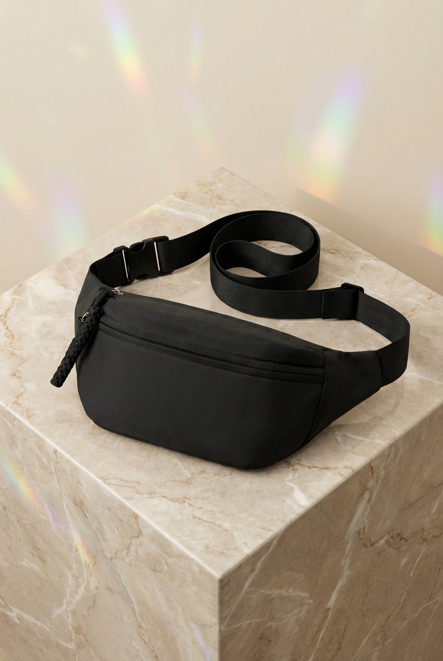 Model 06: THE STRIDE — Crossbody Belt Bag (Black)